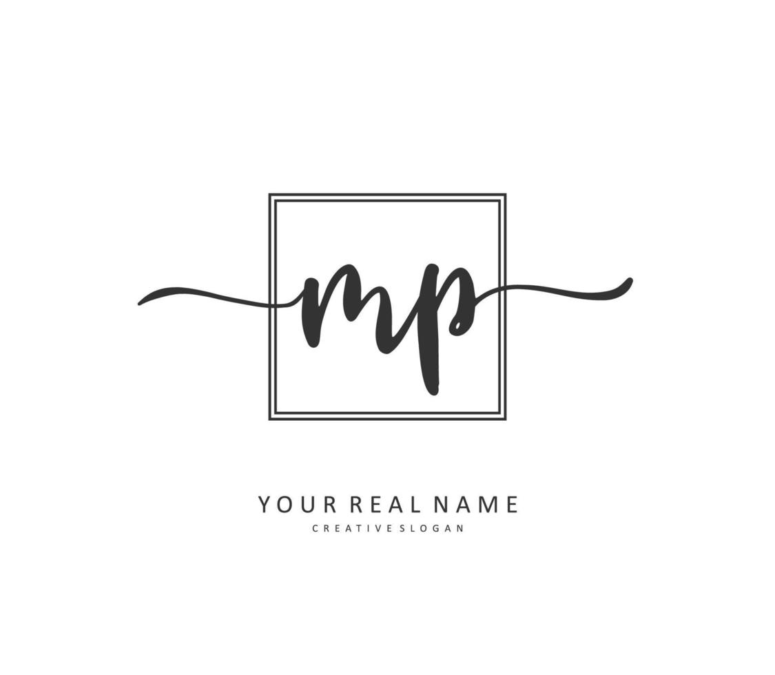 MP Initial letter handwriting and  signature logo. A concept handwriting initial logo with template element. vector