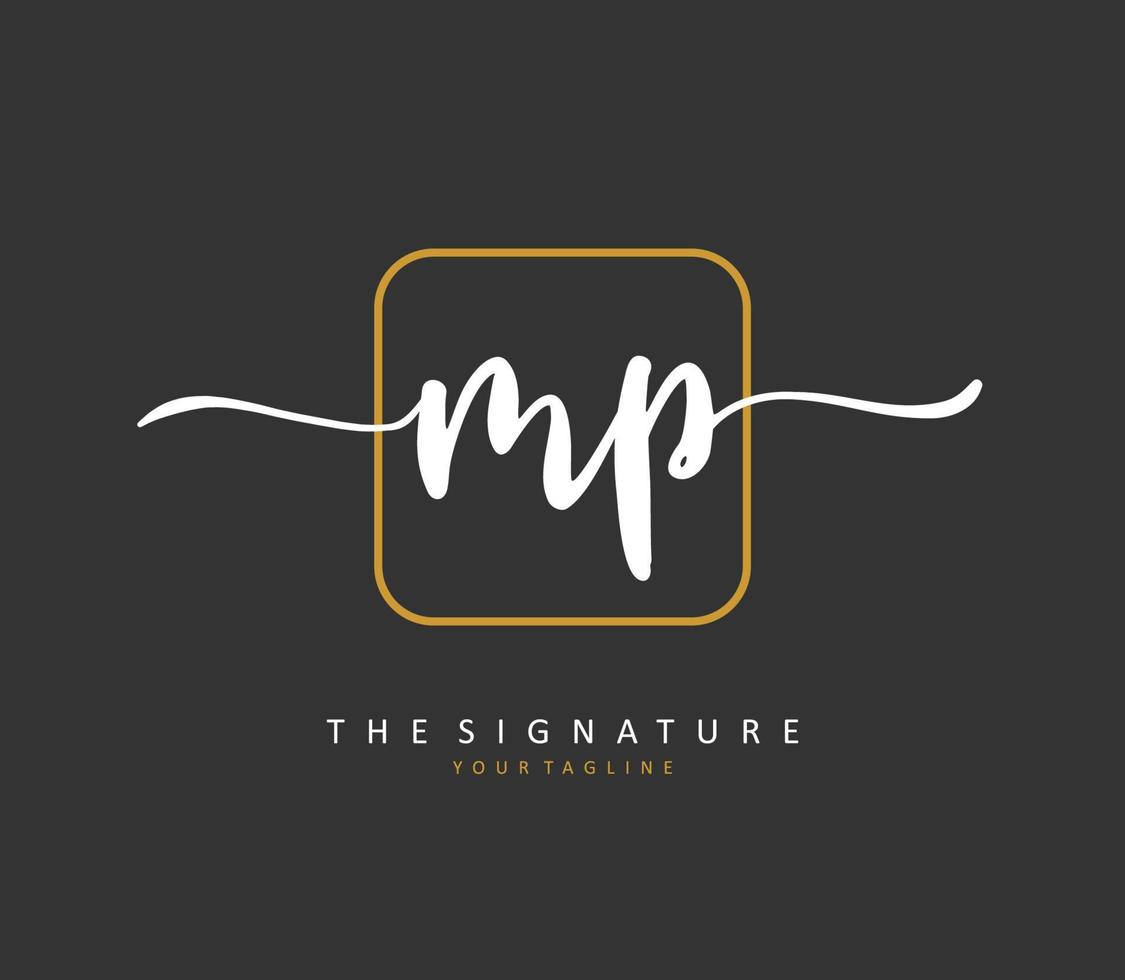 MP Initial letter handwriting and  signature logo. A concept handwriting initial logo with template element. vector