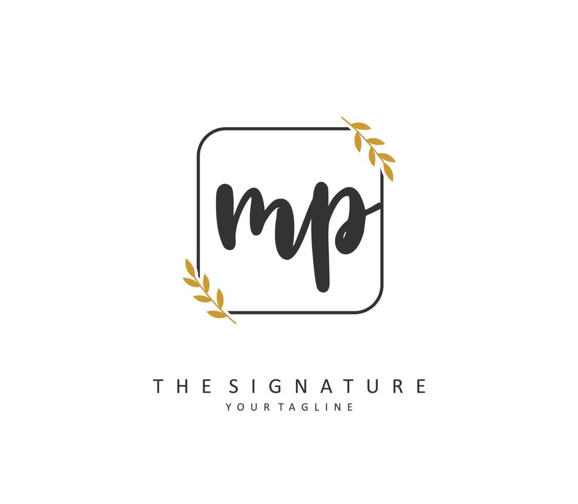 MP Initial letter handwriting and  signature logo. A concept handwriting initial logo with template element. vector