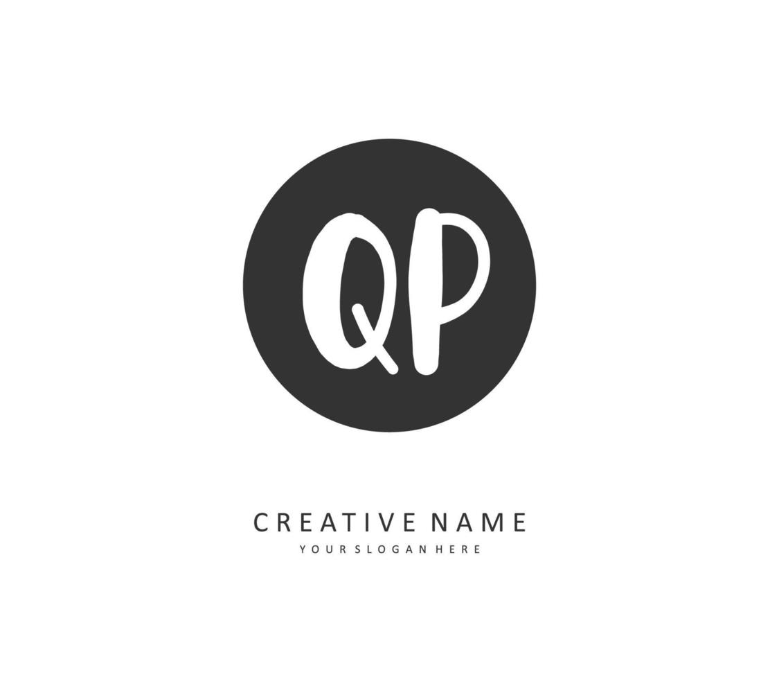 QP Initial letter handwriting and  signature logo. A concept handwriting initial logo with template element. vector