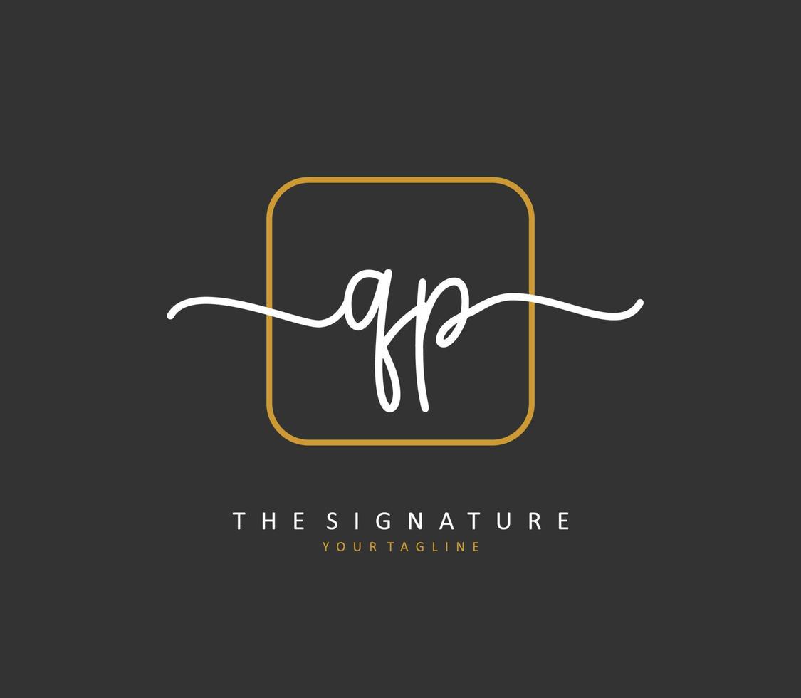 QP Initial letter handwriting and  signature logo. A concept handwriting initial logo with template element. vector