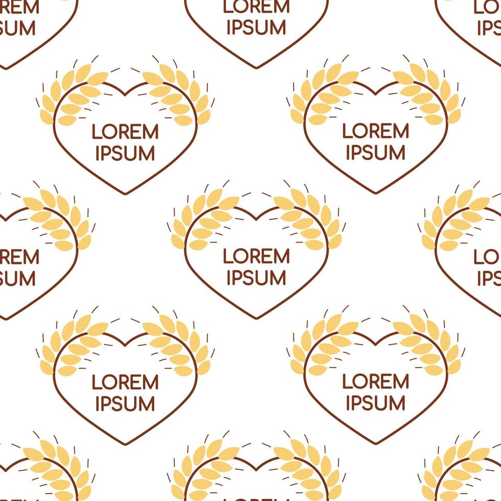 Seamless pattern with wheat ear hearts vector illustration