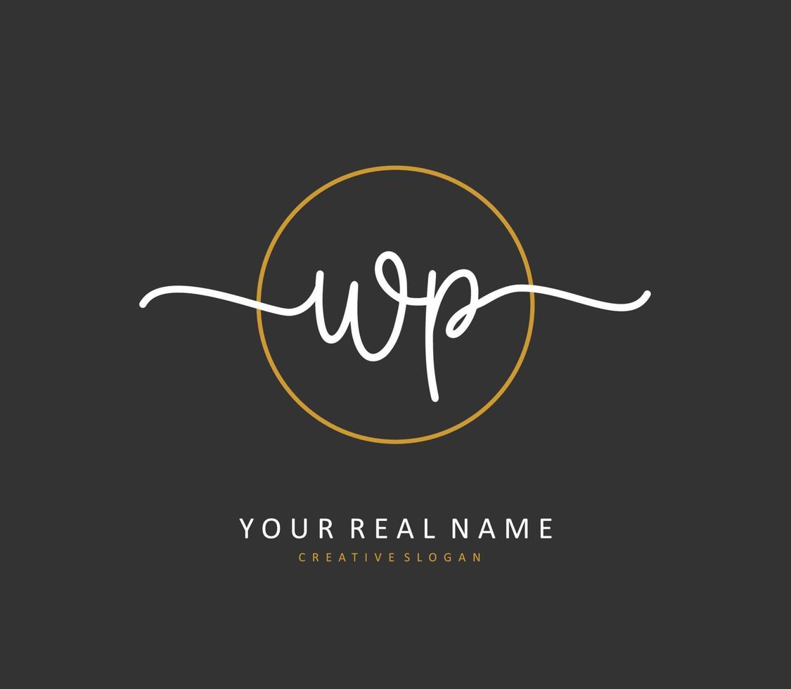 wp inicial letra escritura y firma logo. un concepto escritura inicial logo con modelo elemento. vector