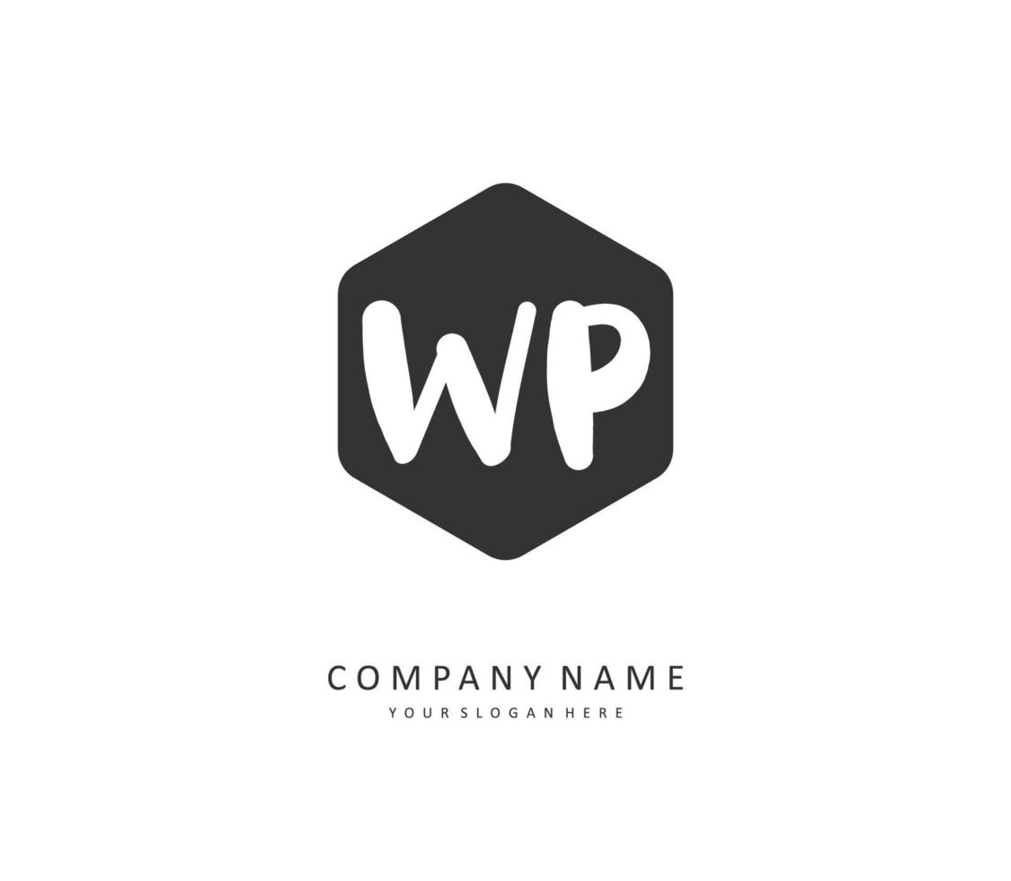 WP Initial letter handwriting and  signature logo. A concept handwriting initial logo with template element. vector