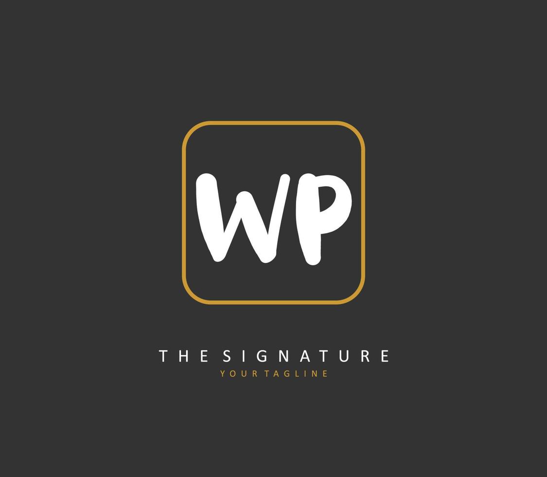 WP Initial letter handwriting and  signature logo. A concept handwriting initial logo with template element. vector