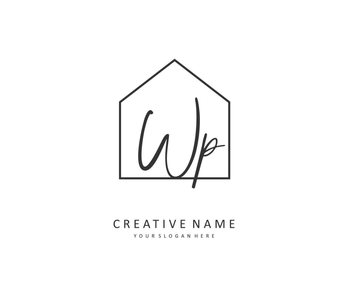 WP Initial letter handwriting and  signature logo. A concept handwriting initial logo with template element. vector