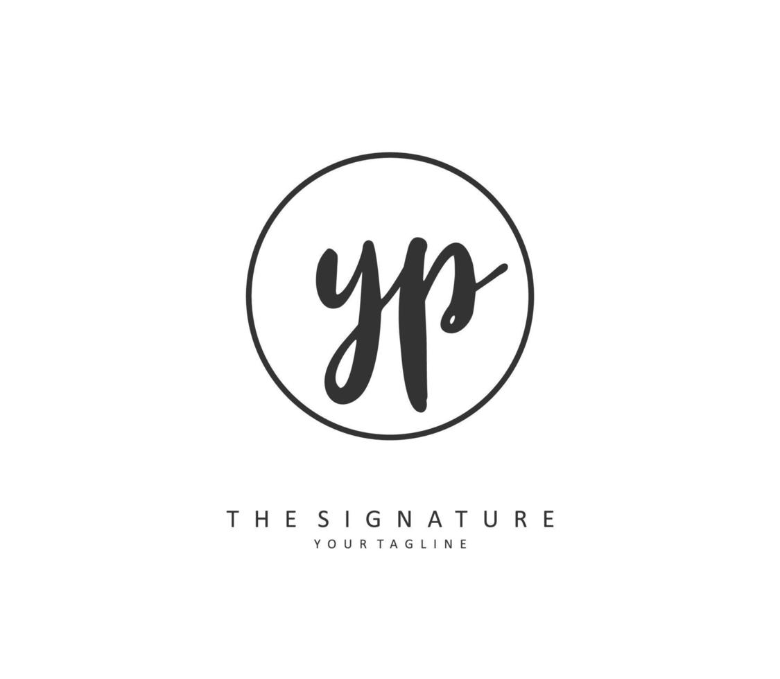 YP Initial letter handwriting and  signature logo. A concept handwriting initial logo with template element. vector