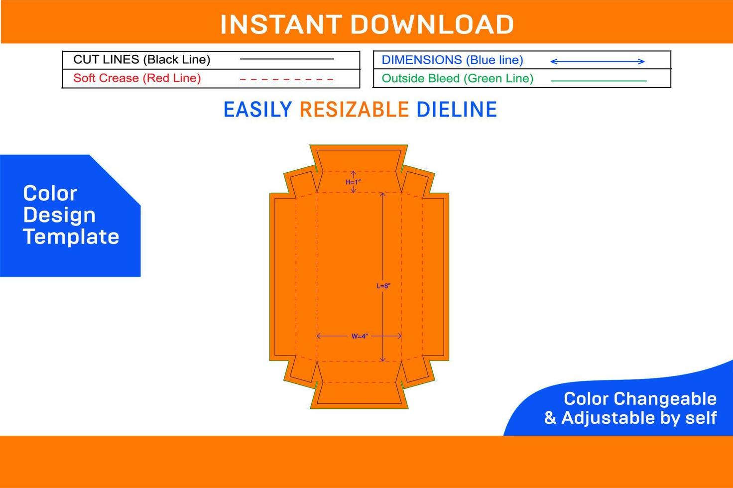 Paper tray box die cut template and 3D tray box design Color Design Template vector