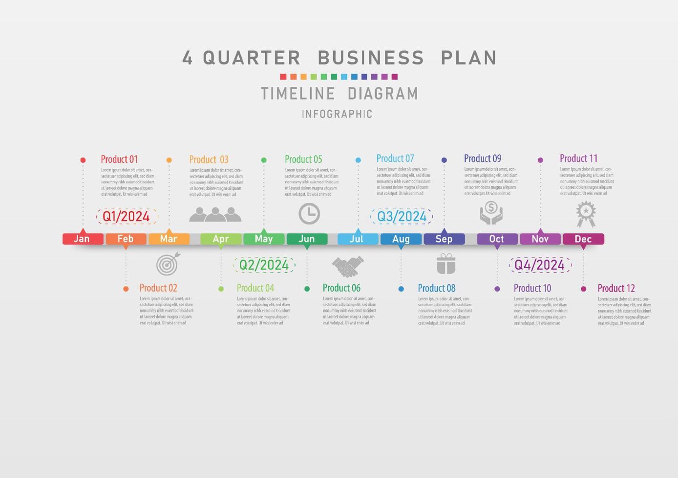 4 quarter business timeline diagram vector