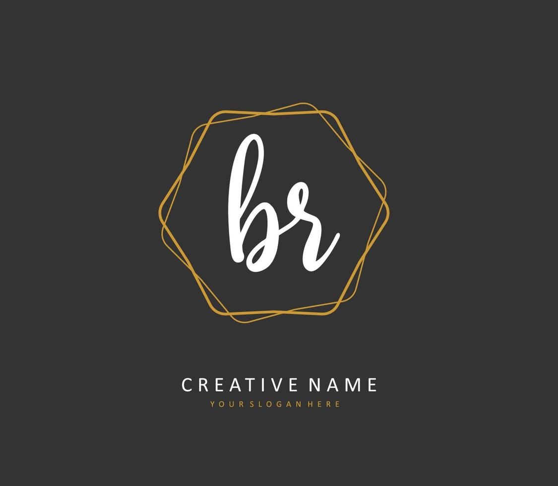 BR Initial letter handwriting and  signature logo. A concept handwriting initial logo with template element. vector