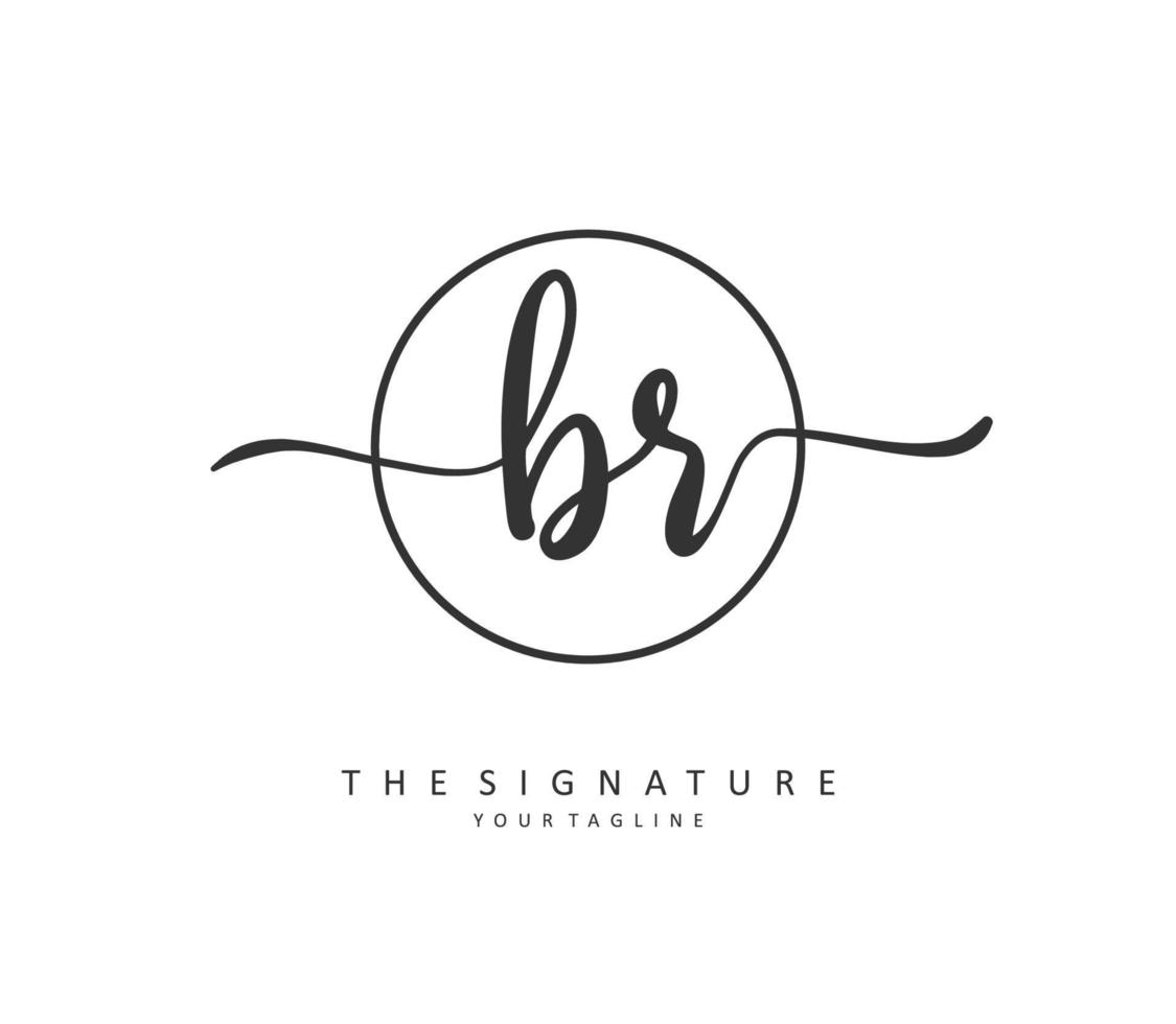 BR Initial letter handwriting and  signature logo. A concept handwriting initial logo with template element. vector