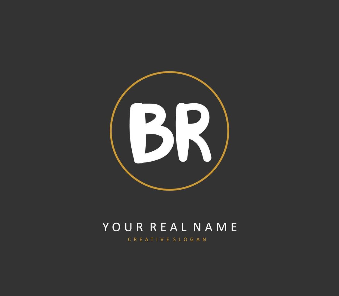 BR Initial letter handwriting and  signature logo. A concept handwriting initial logo with template element. vector