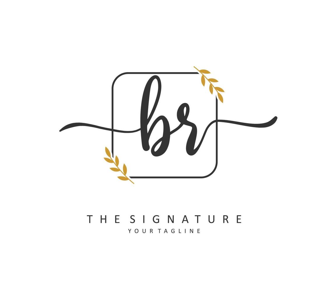 BR Initial letter handwriting and  signature logo. A concept handwriting initial logo with template element. vector