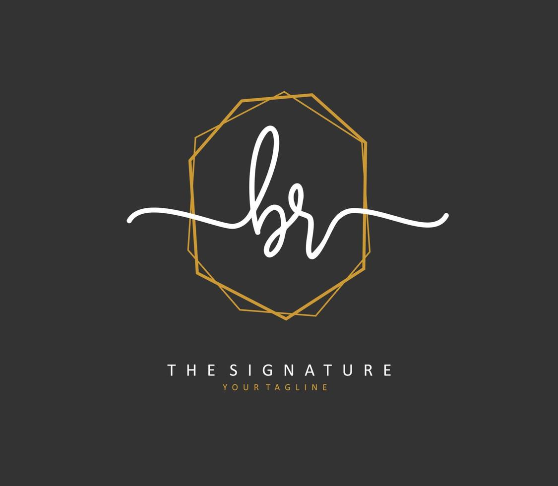 BR Initial letter handwriting and  signature logo. A concept handwriting initial logo with template element. vector