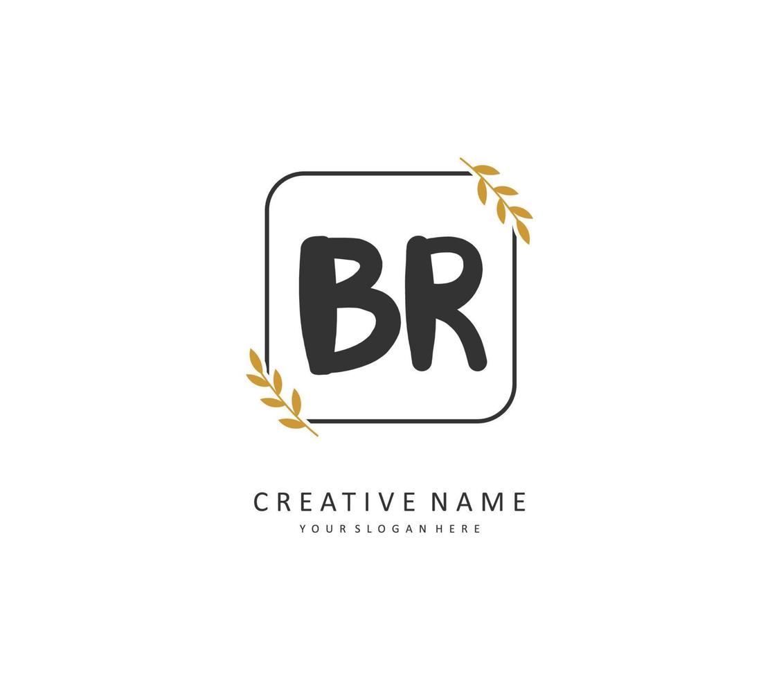 BR Initial letter handwriting and  signature logo. A concept handwriting initial logo with template element. vector