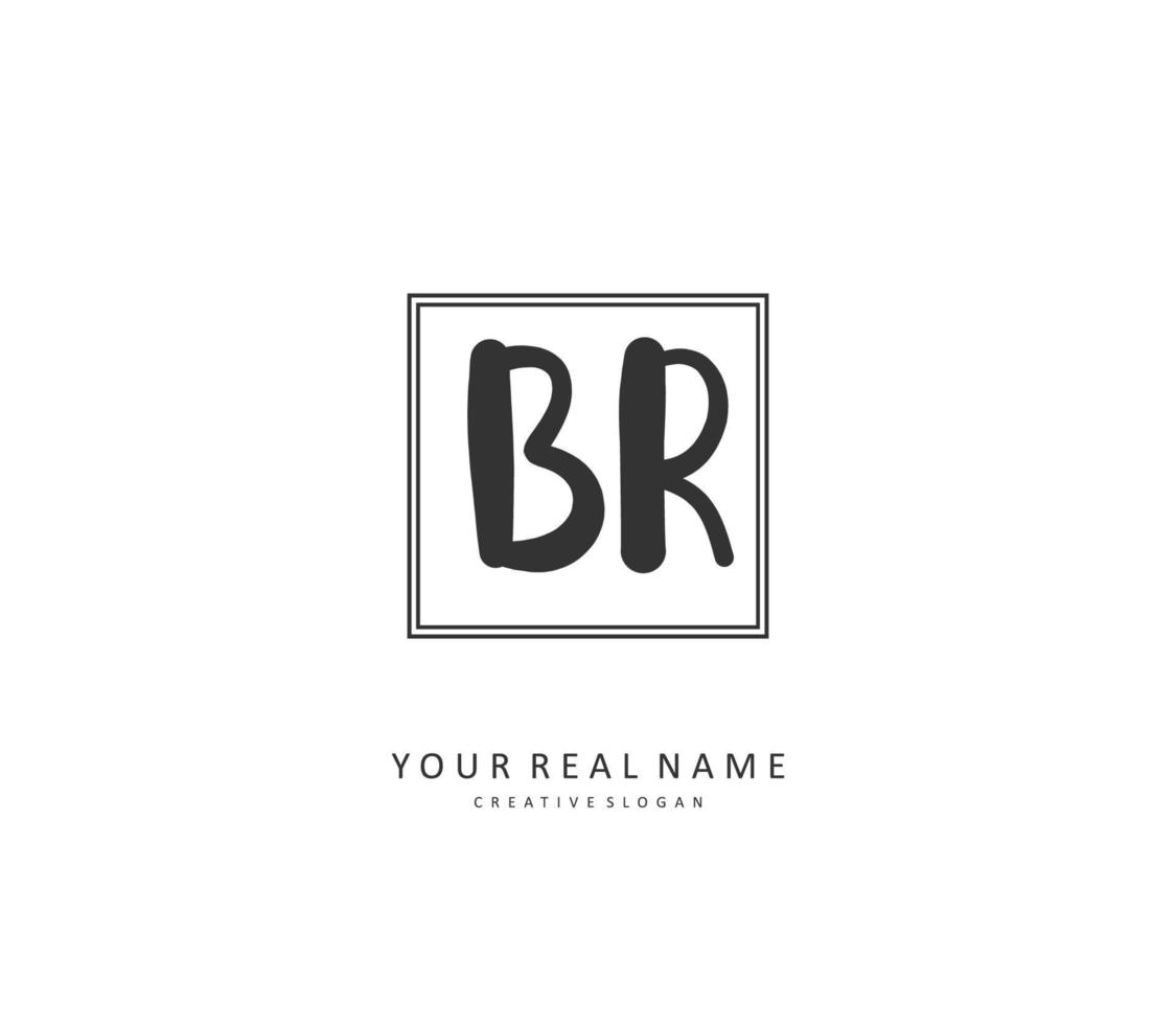 BR Initial letter handwriting and  signature logo. A concept handwriting initial logo with template element. vector