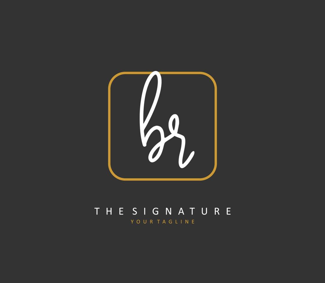 BR Initial letter handwriting and  signature logo. A concept handwriting initial logo with template element. vector