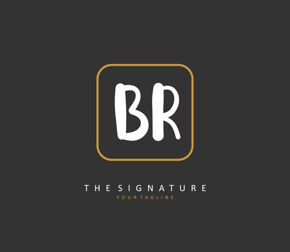 BR Initial letter handwriting and  signature logo. A concept handwriting initial logo with template element. vector