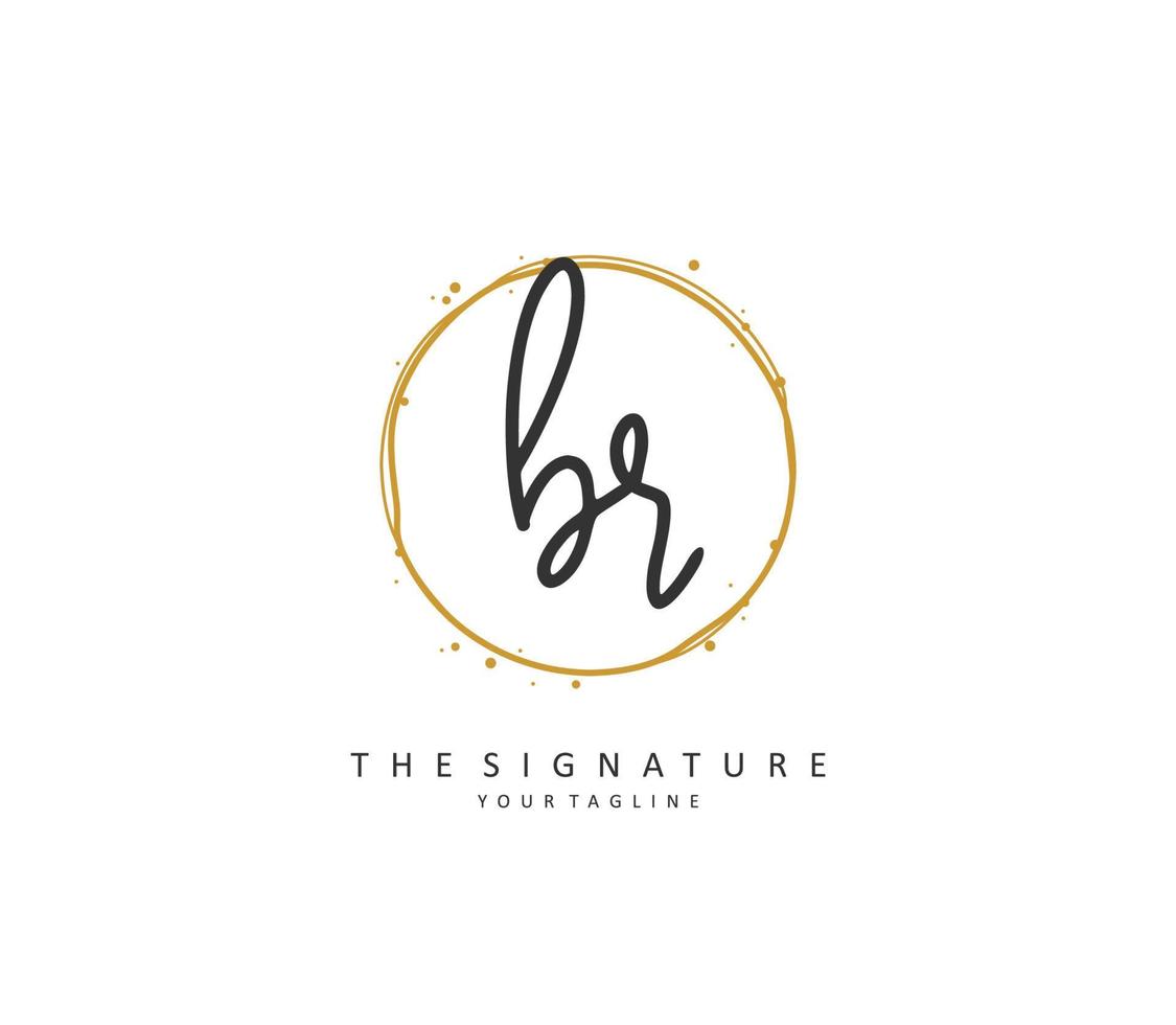 BR Initial letter handwriting and  signature logo. A concept handwriting initial logo with template element. vector