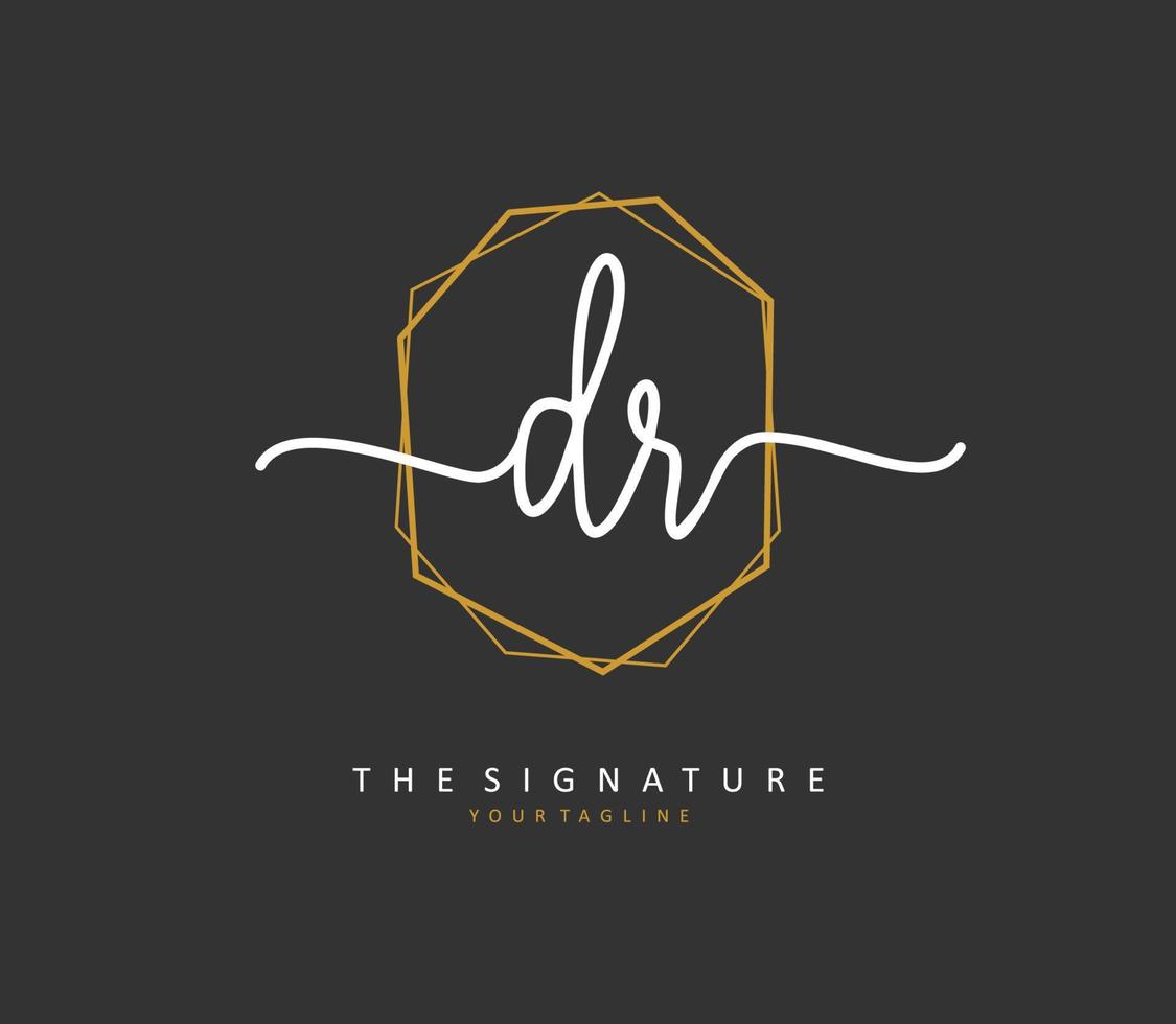 DR Initial letter handwriting and  signature logo. A concept handwriting initial logo with template element. vector