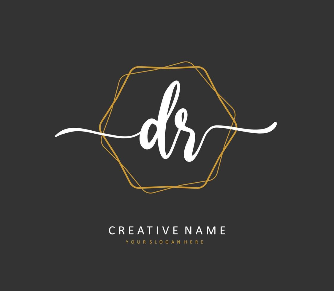 DR Initial letter handwriting and  signature logo. A concept handwriting initial logo with template element. vector