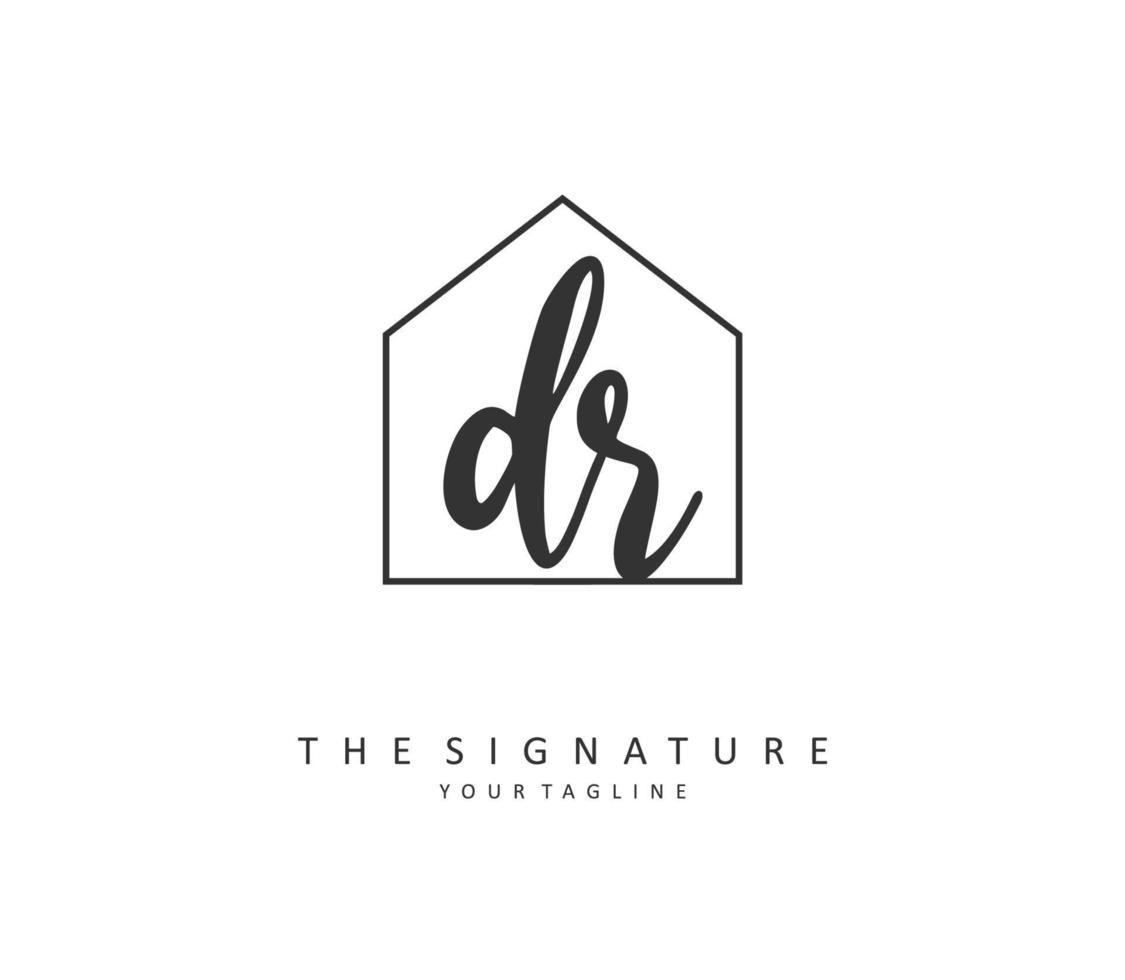 DR Initial letter handwriting and  signature logo. A concept handwriting initial logo with template element. vector