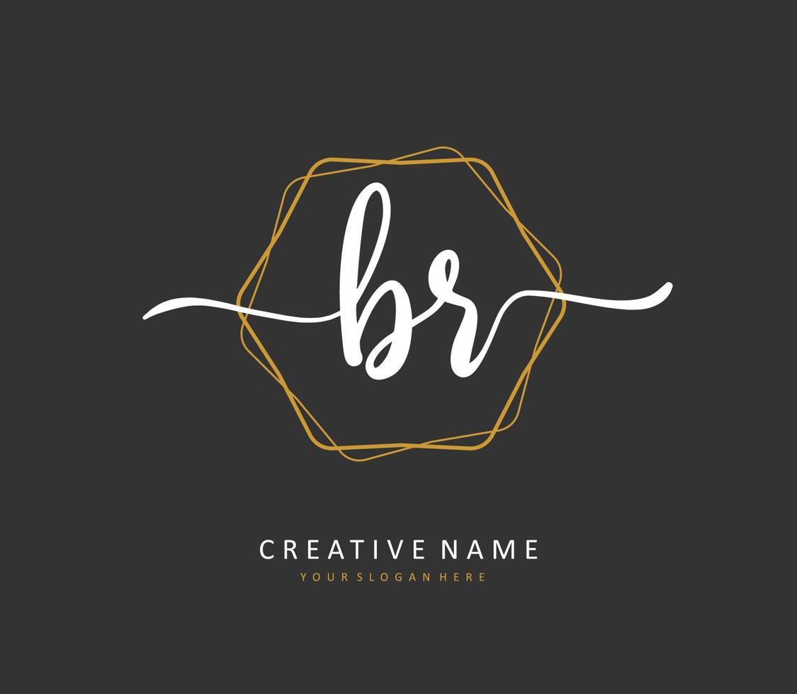 BR Initial letter handwriting and  signature logo. A concept handwriting initial logo with template element. vector