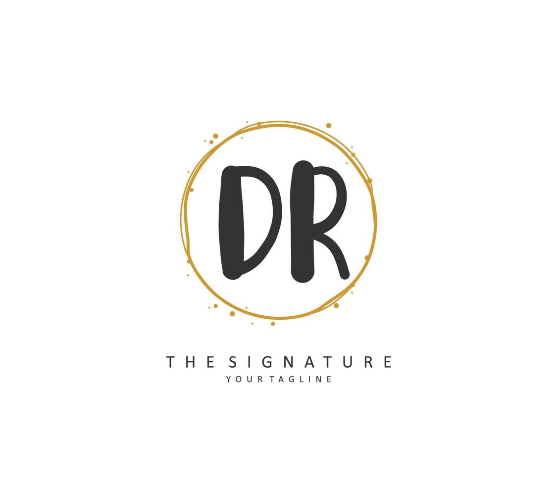 DR Initial letter handwriting and  signature logo. A concept handwriting initial logo with template element. vector