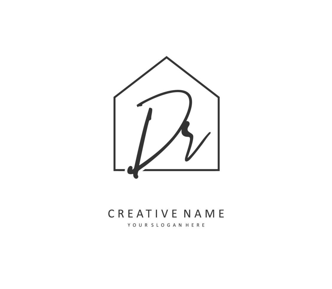 DR Initial letter handwriting and  signature logo. A concept handwriting initial logo with template element. vector