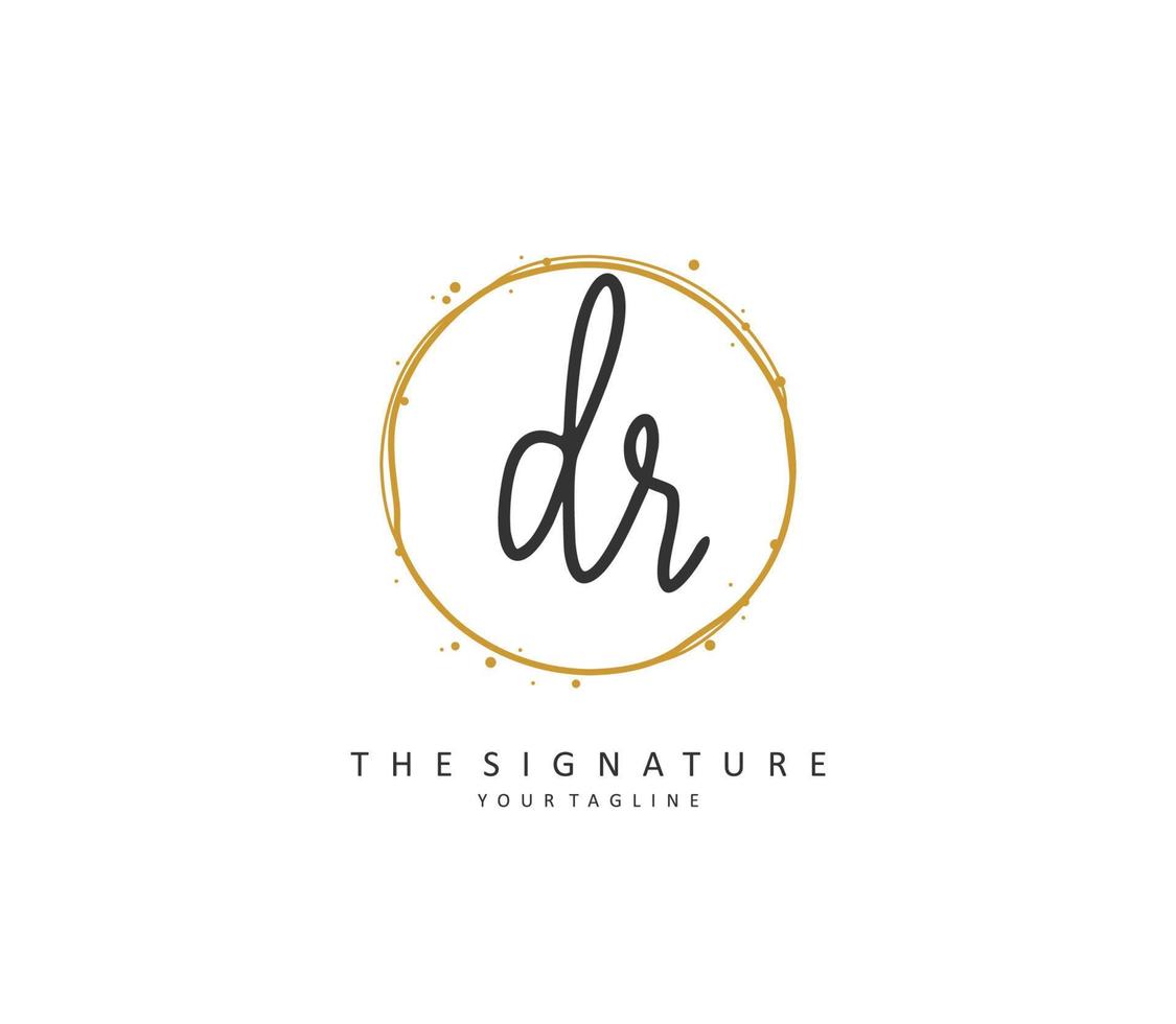 DR Initial letter handwriting and  signature logo. A concept handwriting initial logo with template element. vector