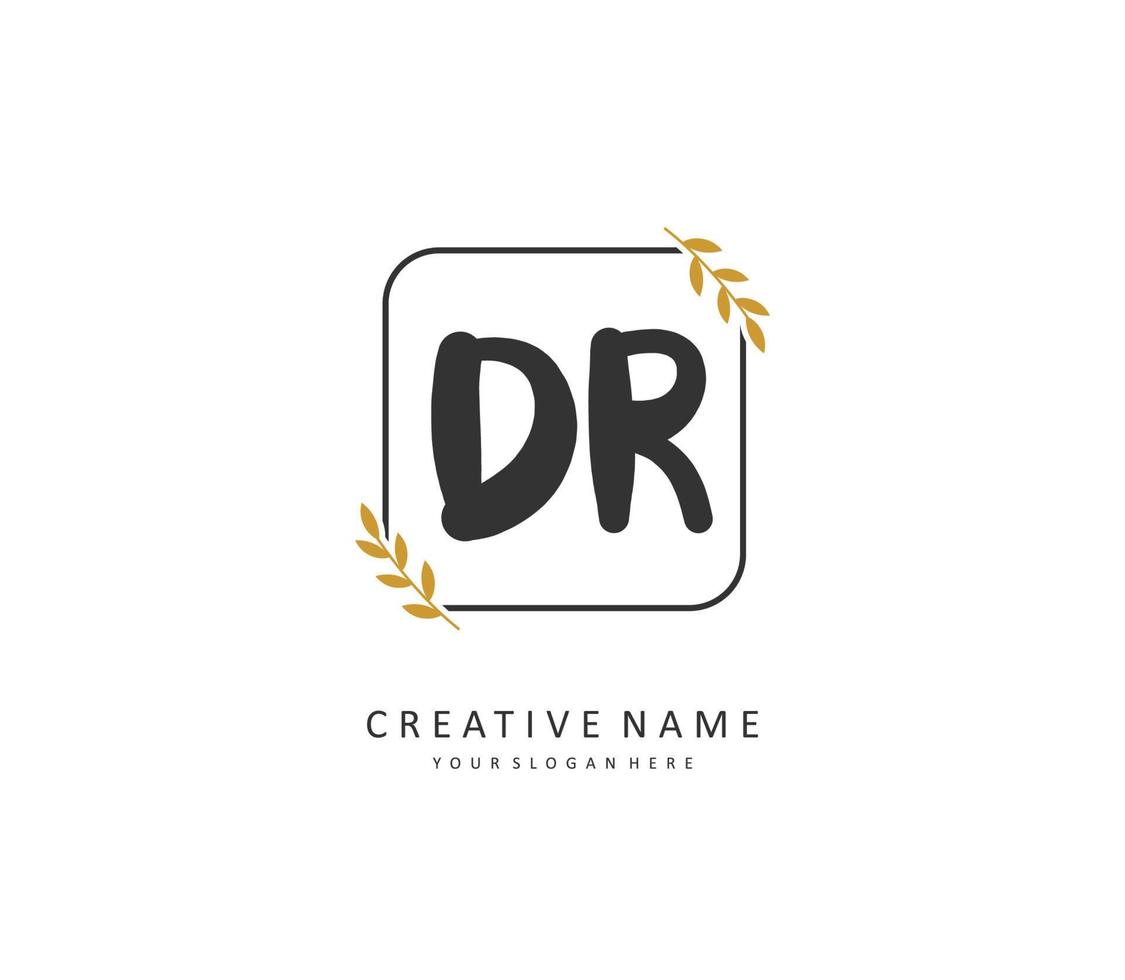 DR Initial letter handwriting and  signature logo. A concept handwriting initial logo with template element. vector