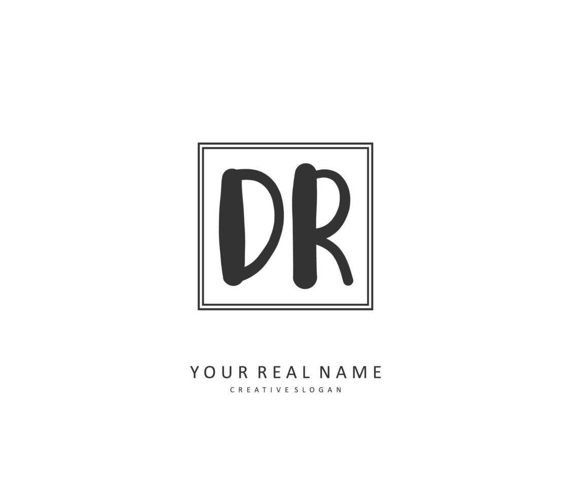 DR Initial letter handwriting and  signature logo. A concept handwriting initial logo with template element. vector