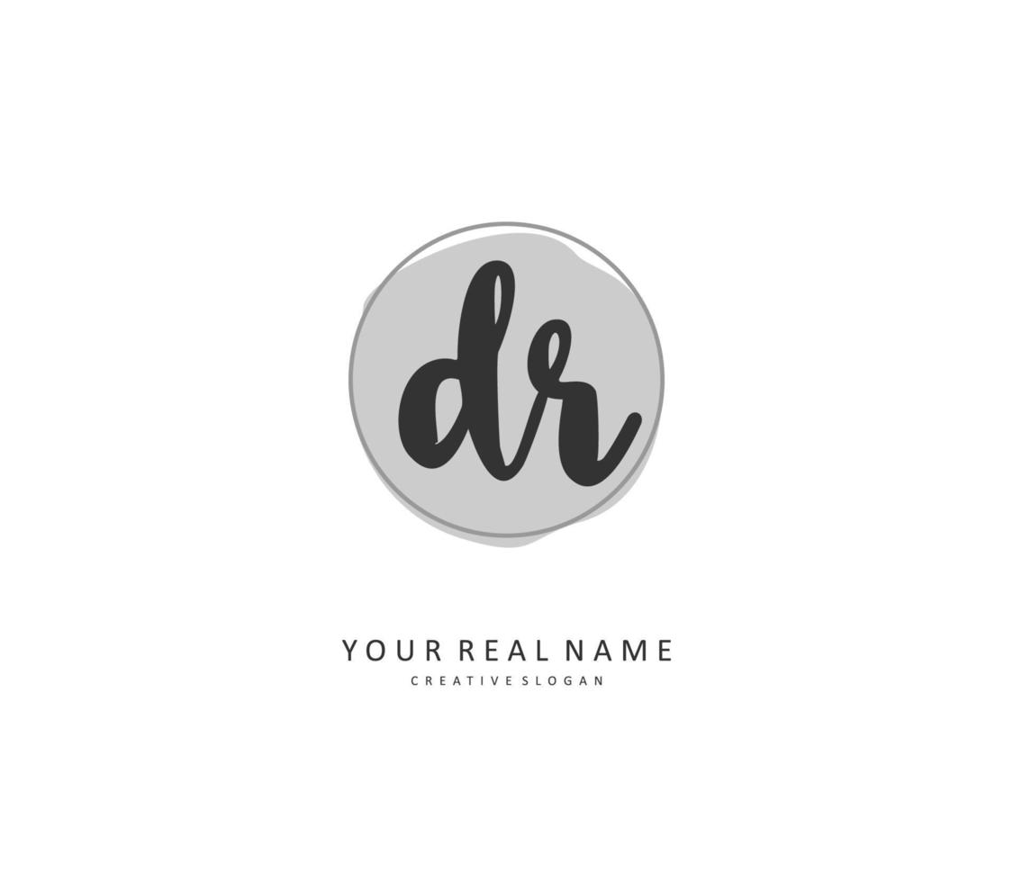 DR Initial letter handwriting and  signature logo. A concept handwriting initial logo with template element. vector