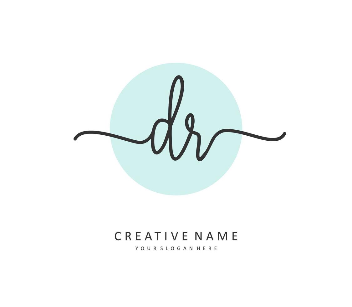 DR Initial letter handwriting and  signature logo. A concept handwriting initial logo with template element. vector