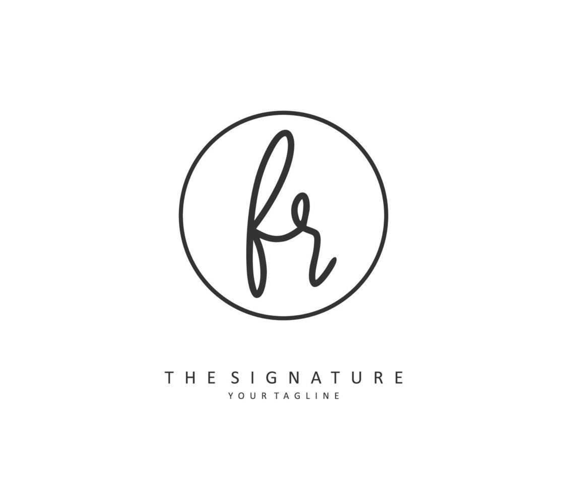 FR Initial letter handwriting and  signature logo. A concept handwriting initial logo with template element. vector