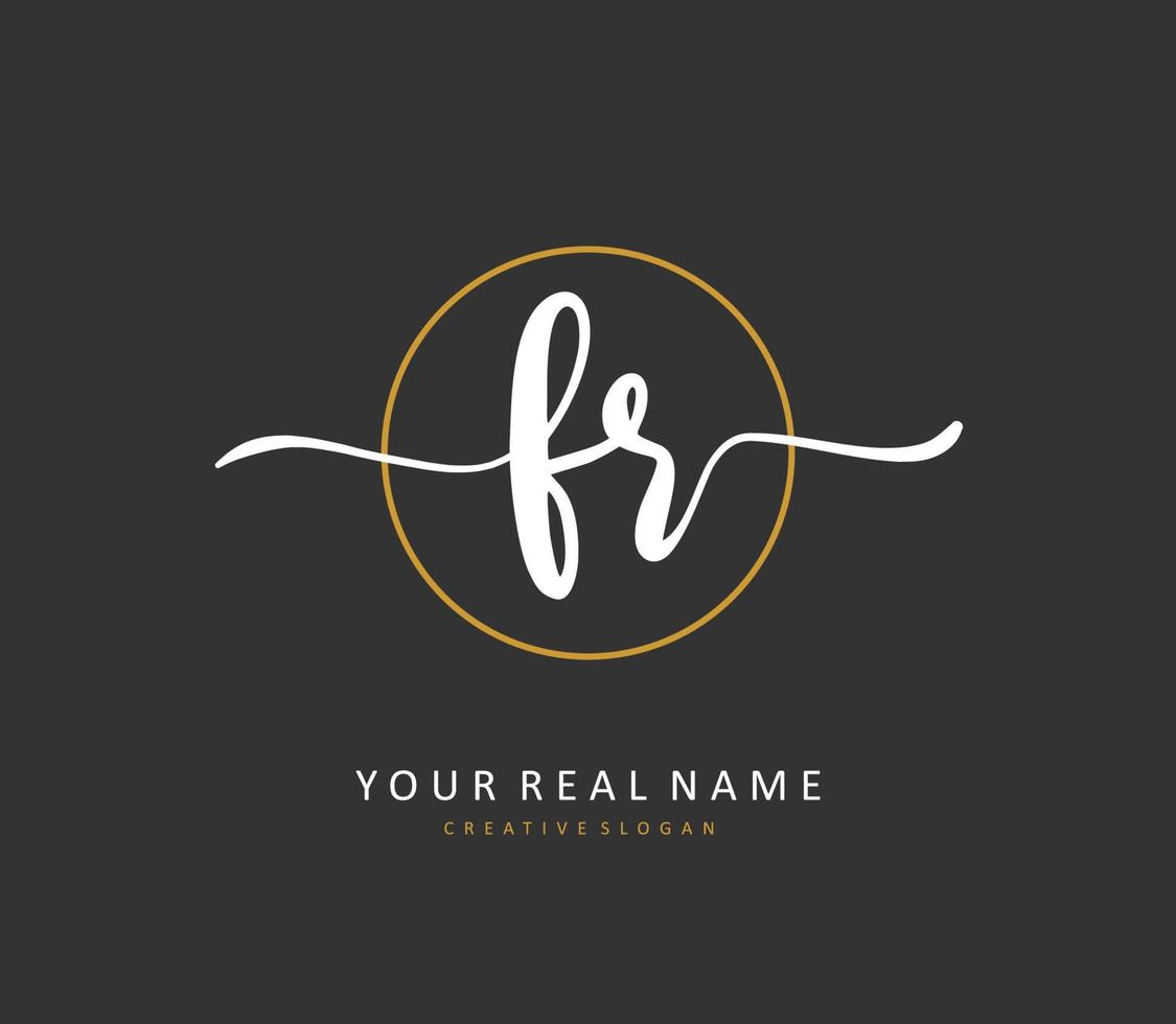 FR Initial letter handwriting and  signature logo. A concept handwriting initial logo with template element. vector