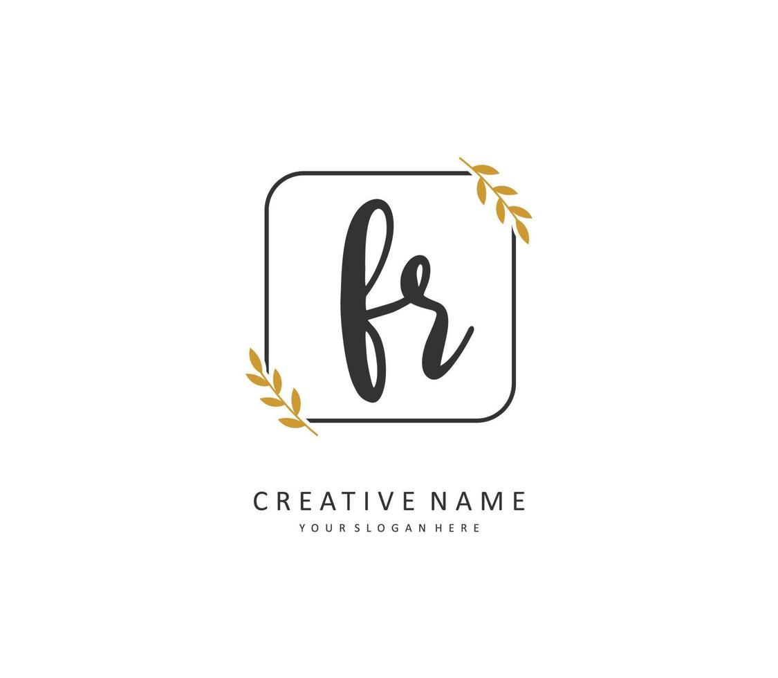 FR Initial letter handwriting and  signature logo. A concept handwriting initial logo with template element. vector