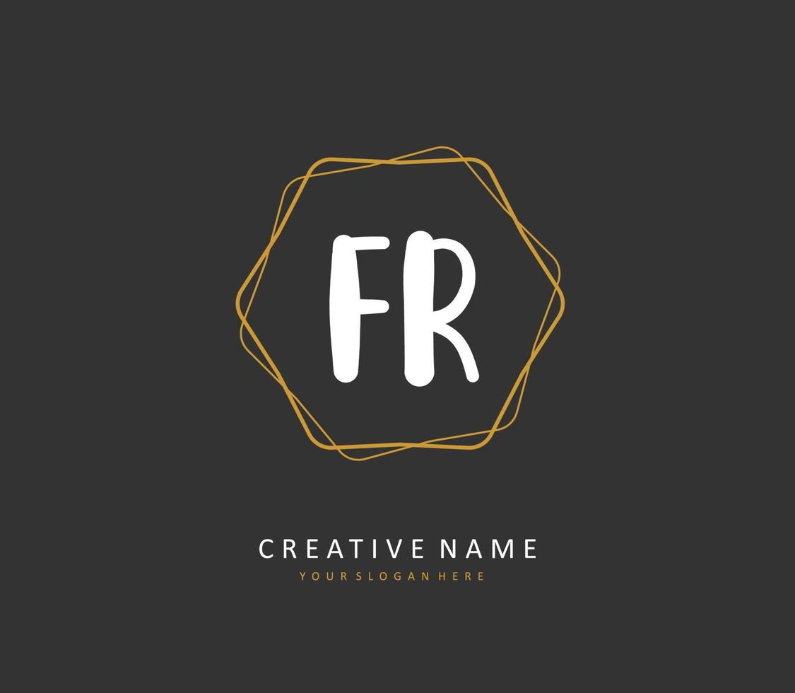 FR Initial letter handwriting and  signature logo. A concept handwriting initial logo with template element. vector