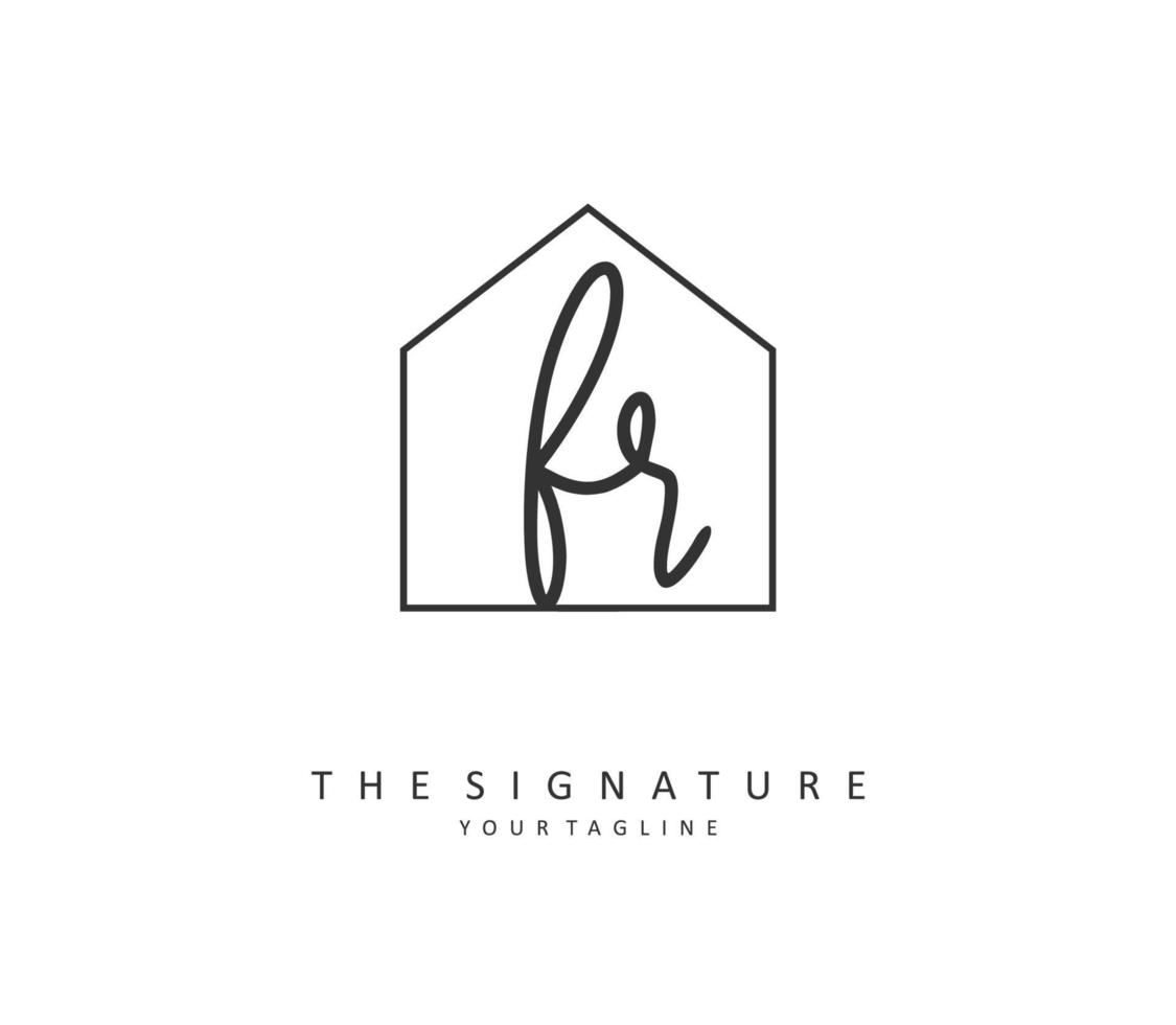 FR Initial letter handwriting and  signature logo. A concept handwriting initial logo with template element. vector