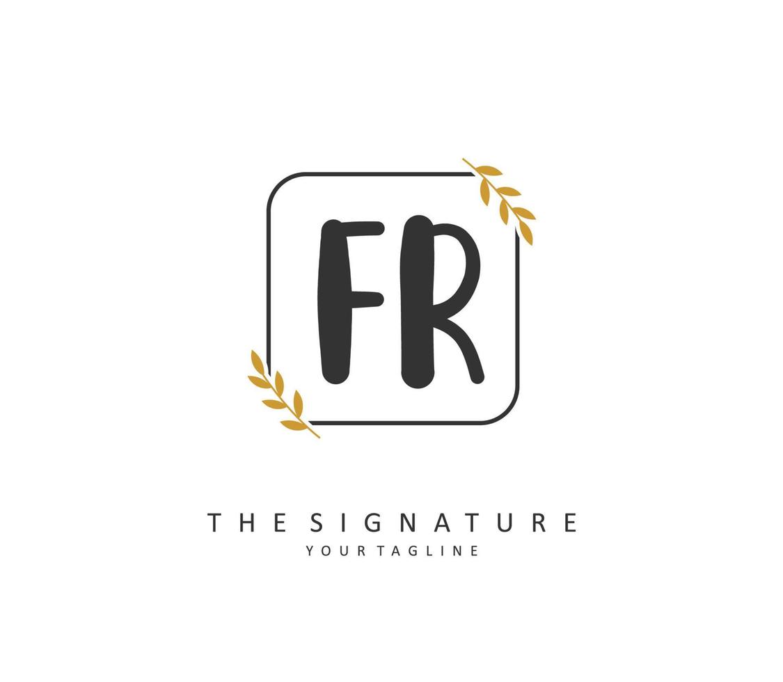 FR Initial letter handwriting and  signature logo. A concept handwriting initial logo with template element. vector