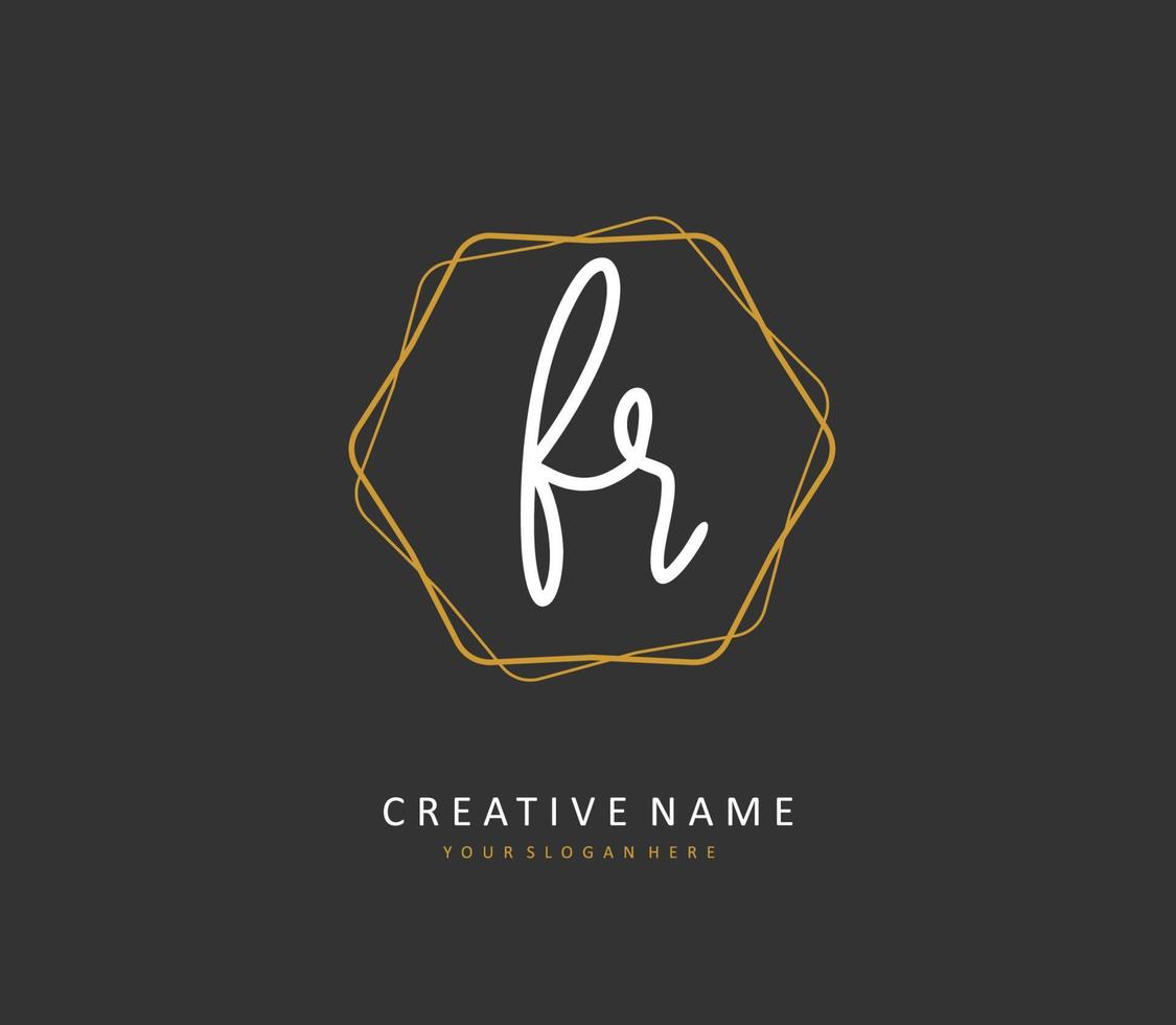FR Initial letter handwriting and  signature logo. A concept handwriting initial logo with template element. vector