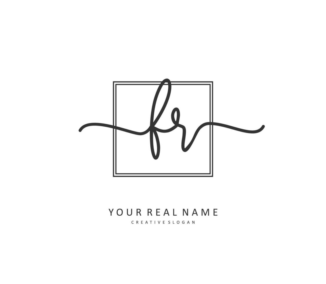 FR Initial letter handwriting and  signature logo. A concept handwriting initial logo with template element. vector