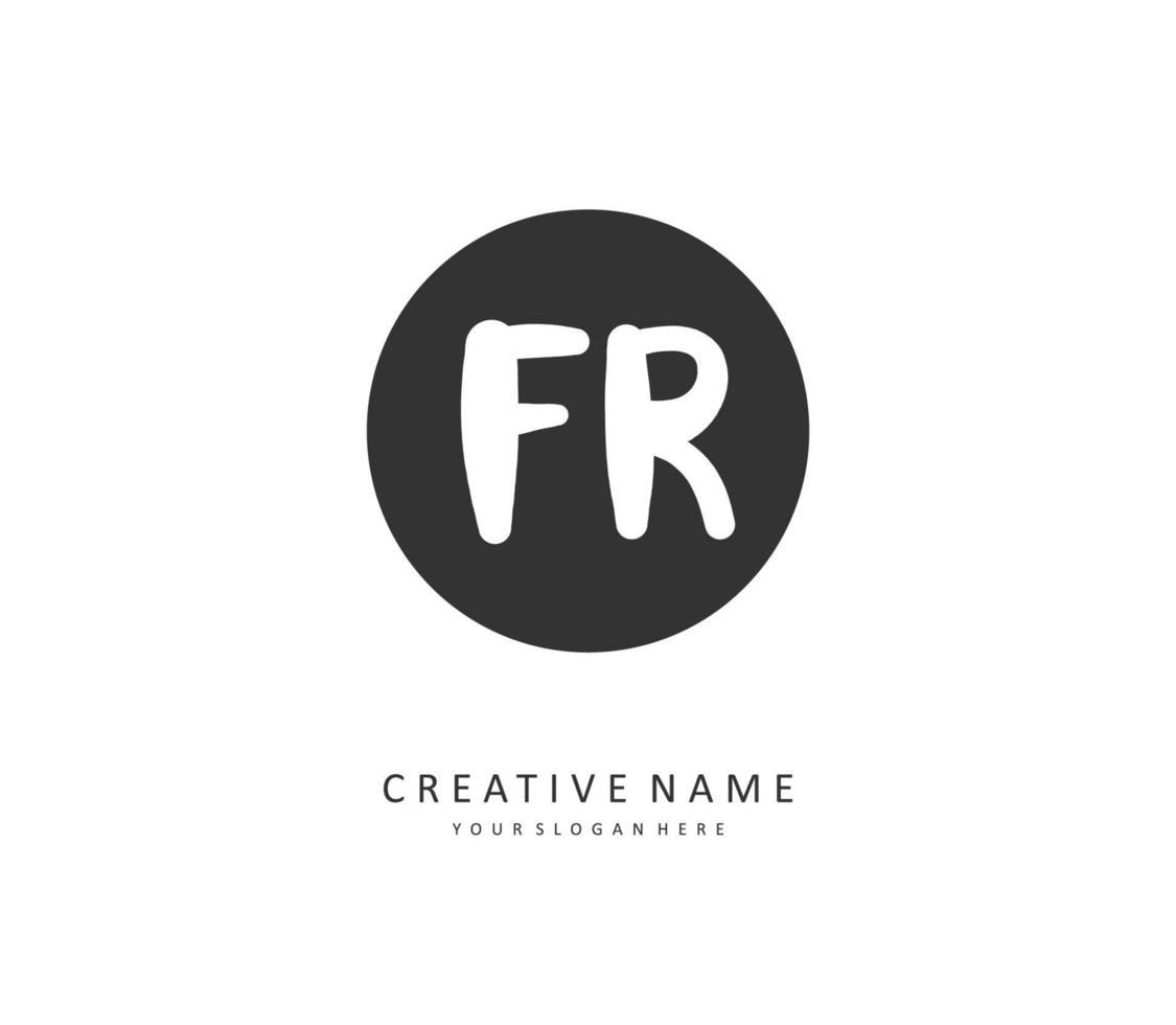 FR Initial letter handwriting and  signature logo. A concept handwriting initial logo with template element. vector