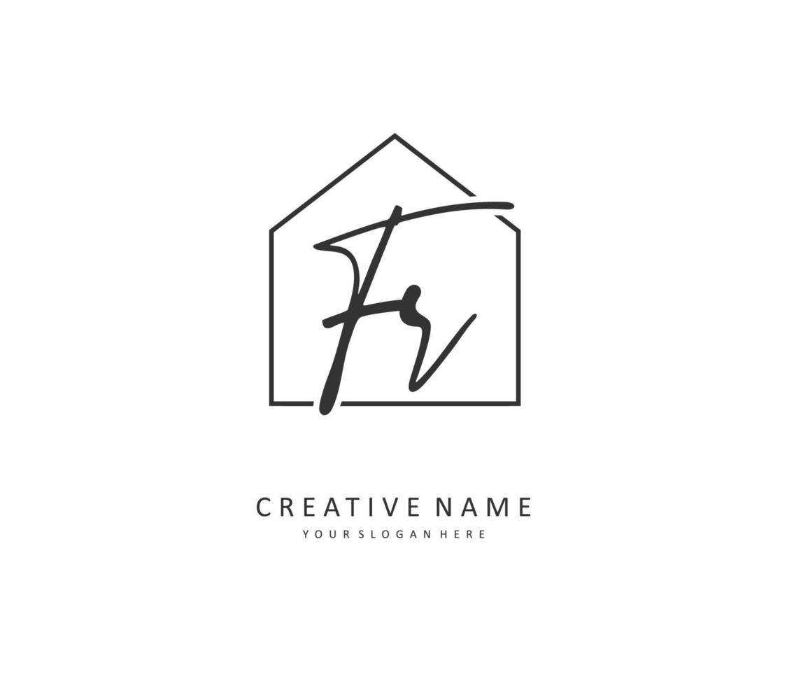 FR Initial letter handwriting and  signature logo. A concept handwriting initial logo with template element. vector