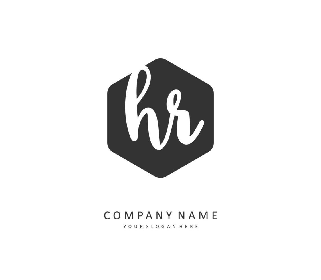 HR Initial letter handwriting and  signature logo. A concept handwriting initial logo with template element. vector