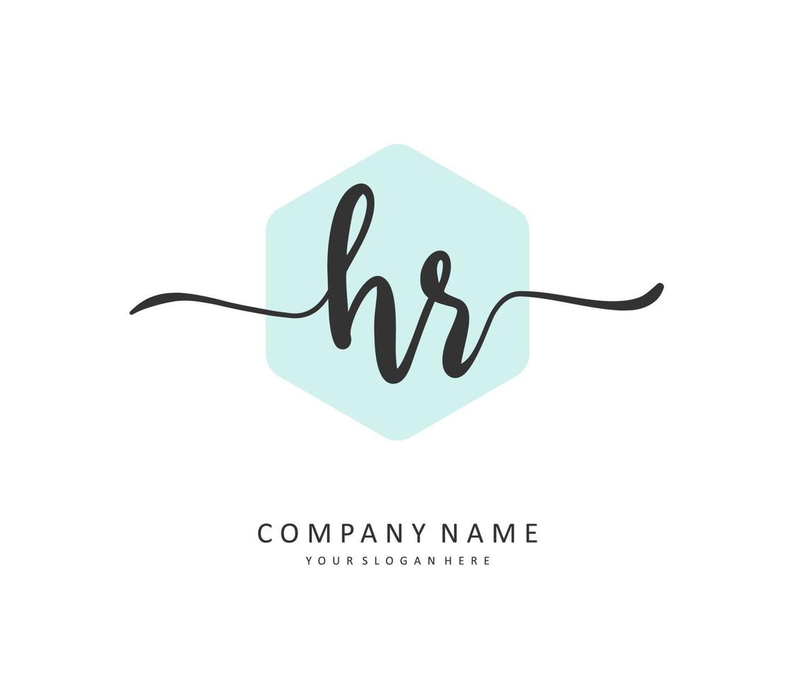 HR Initial letter handwriting and  signature logo. A concept handwriting initial logo with template element. vector