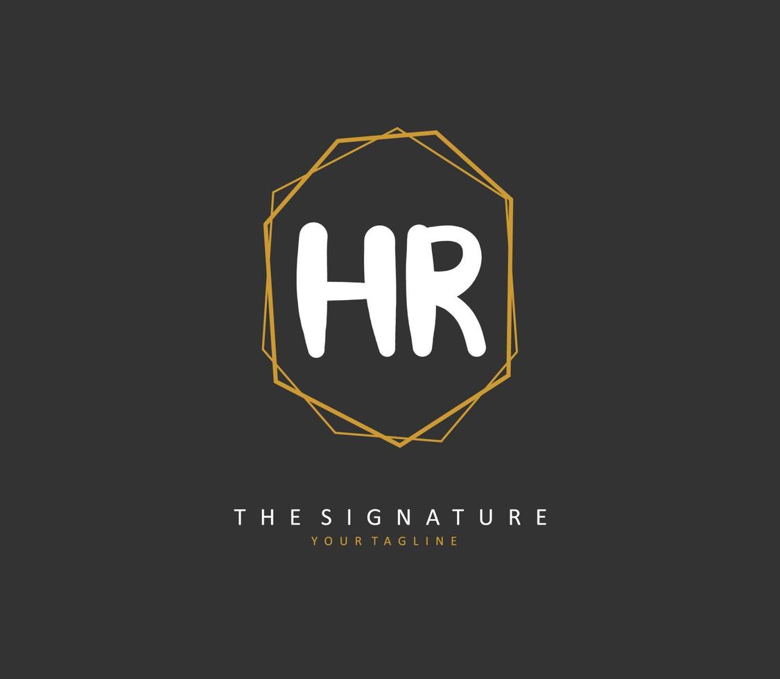 HR Initial letter handwriting and  signature logo. A concept handwriting initial logo with template element. vector