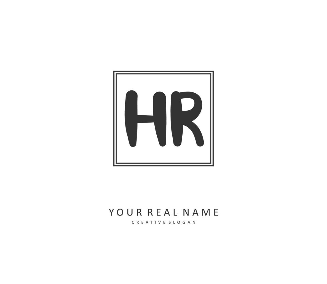 HR Initial letter handwriting and  signature logo. A concept handwriting initial logo with template element. vector