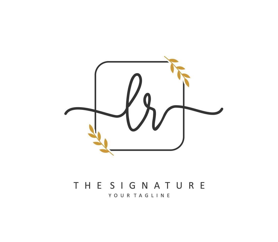 LR Initial letter handwriting and  signature logo. A concept handwriting initial logo with template element. vector