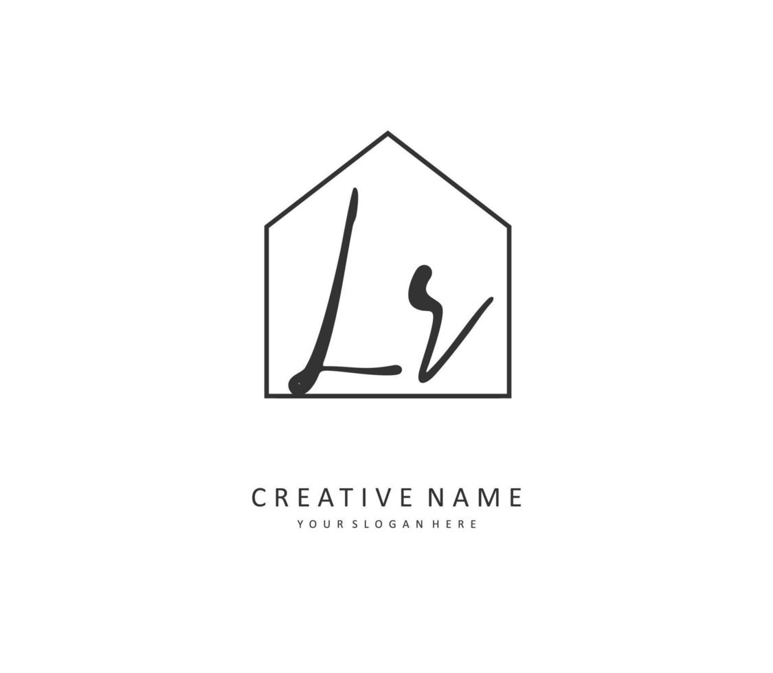 LR Initial letter handwriting and  signature logo. A concept handwriting initial logo with template element. vector